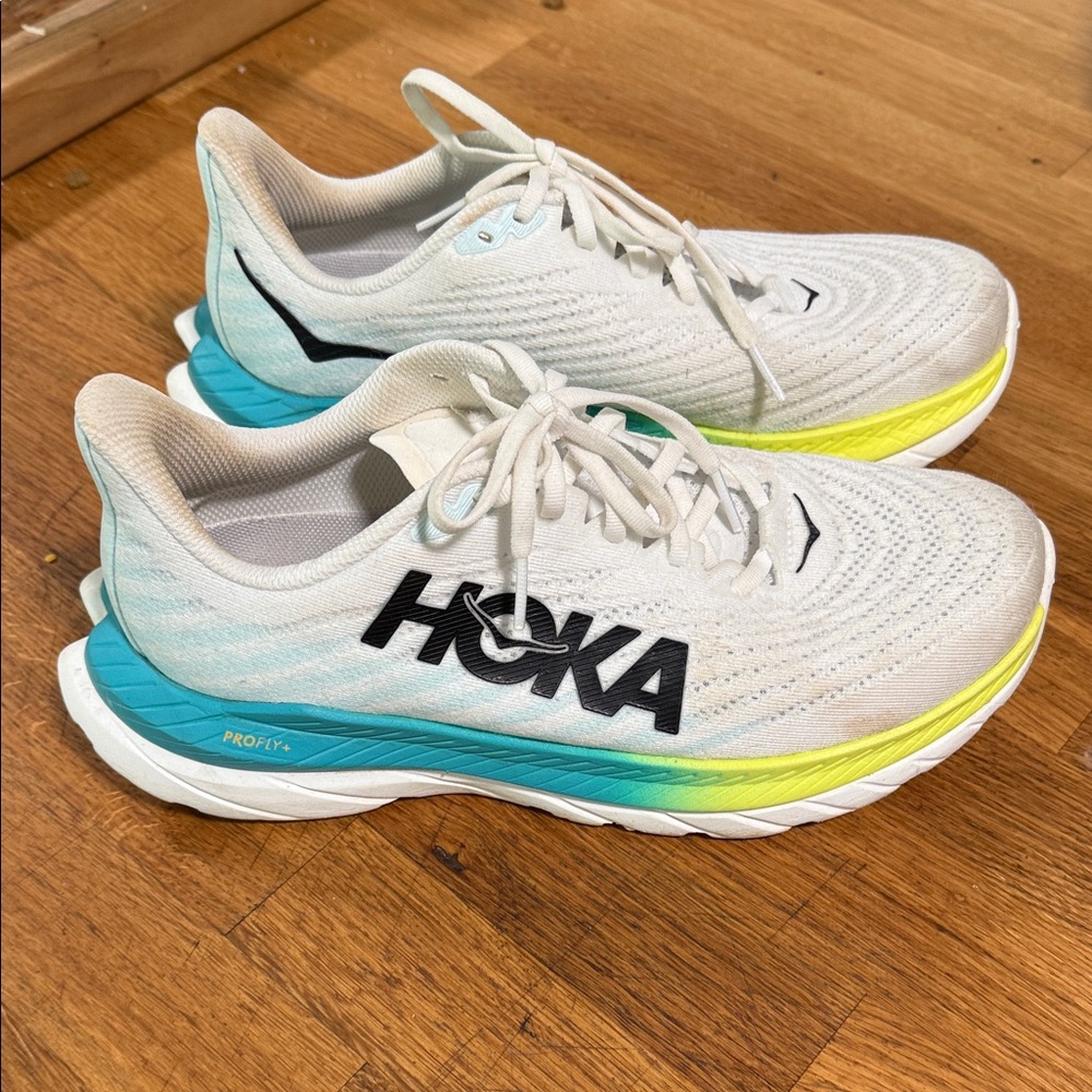 Hoka White and Teal Women’s Athletic Shoes